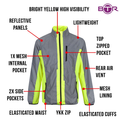 BTR High Visibility Reflective Cycling & Running Jacket. High Vis