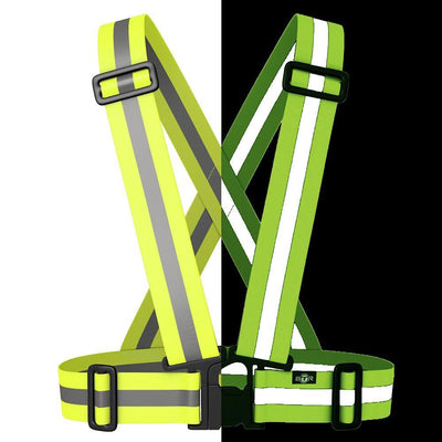 Fluorescent yellow hi vis reflective sash for cycling, running and horse riding etc