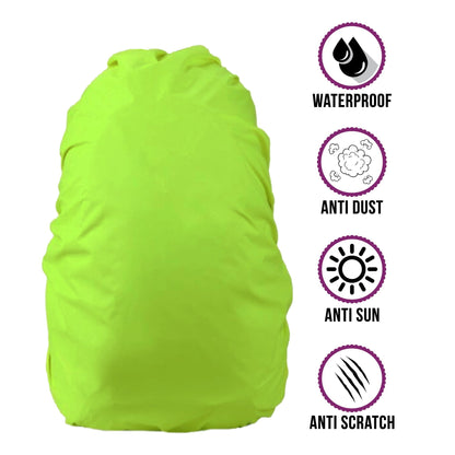 BTR yellow waterproof rucksack cover front view