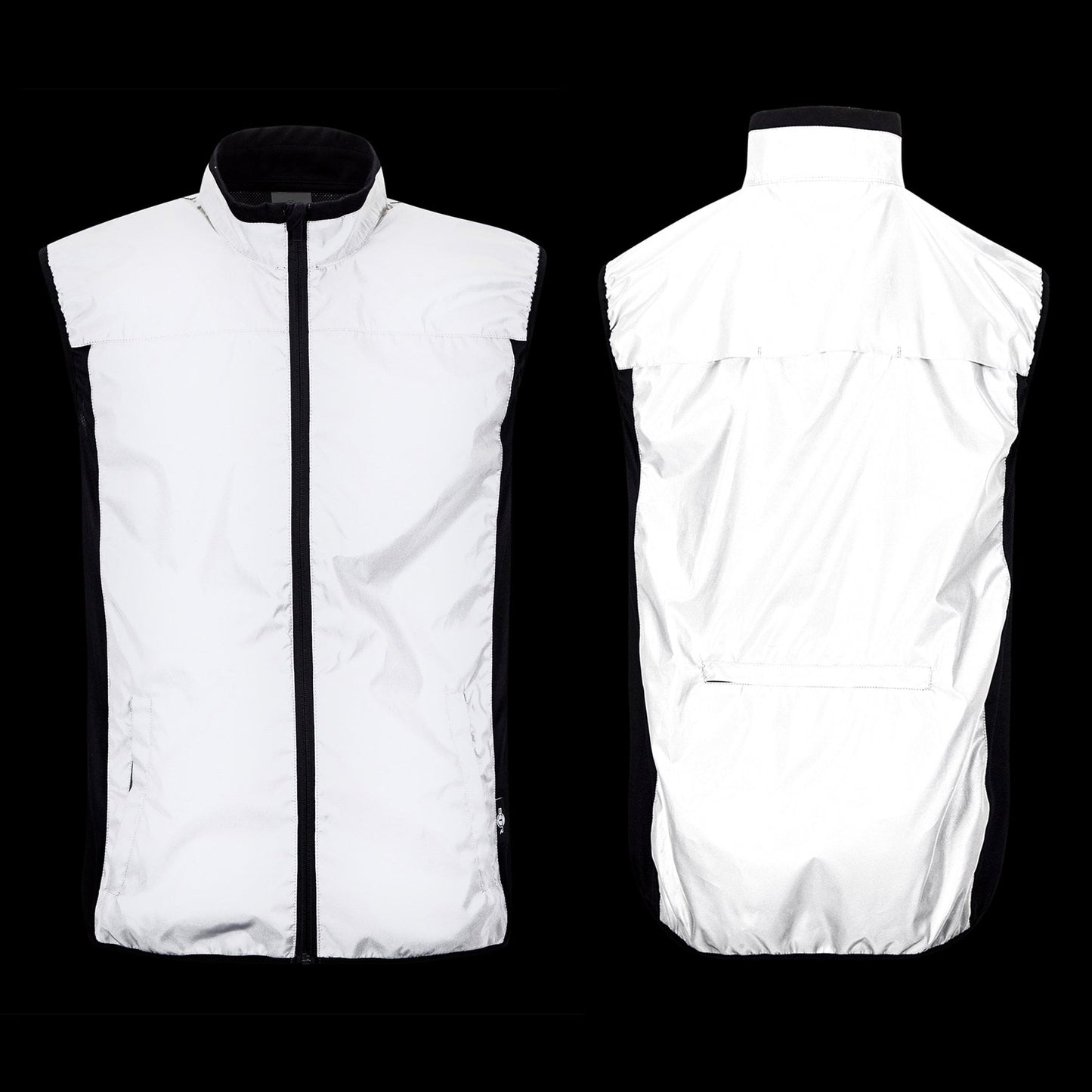 BTR Reflective Cycling & Running Gilet & Vest 3-P - 3 Pockets (2 Side & 1 Rear Pocket)