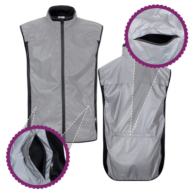 BTR Reflective Cycling & Running Gilet & Vest 3-Pockets, 2 Side & 1 Rear Pockets (SECONDS)