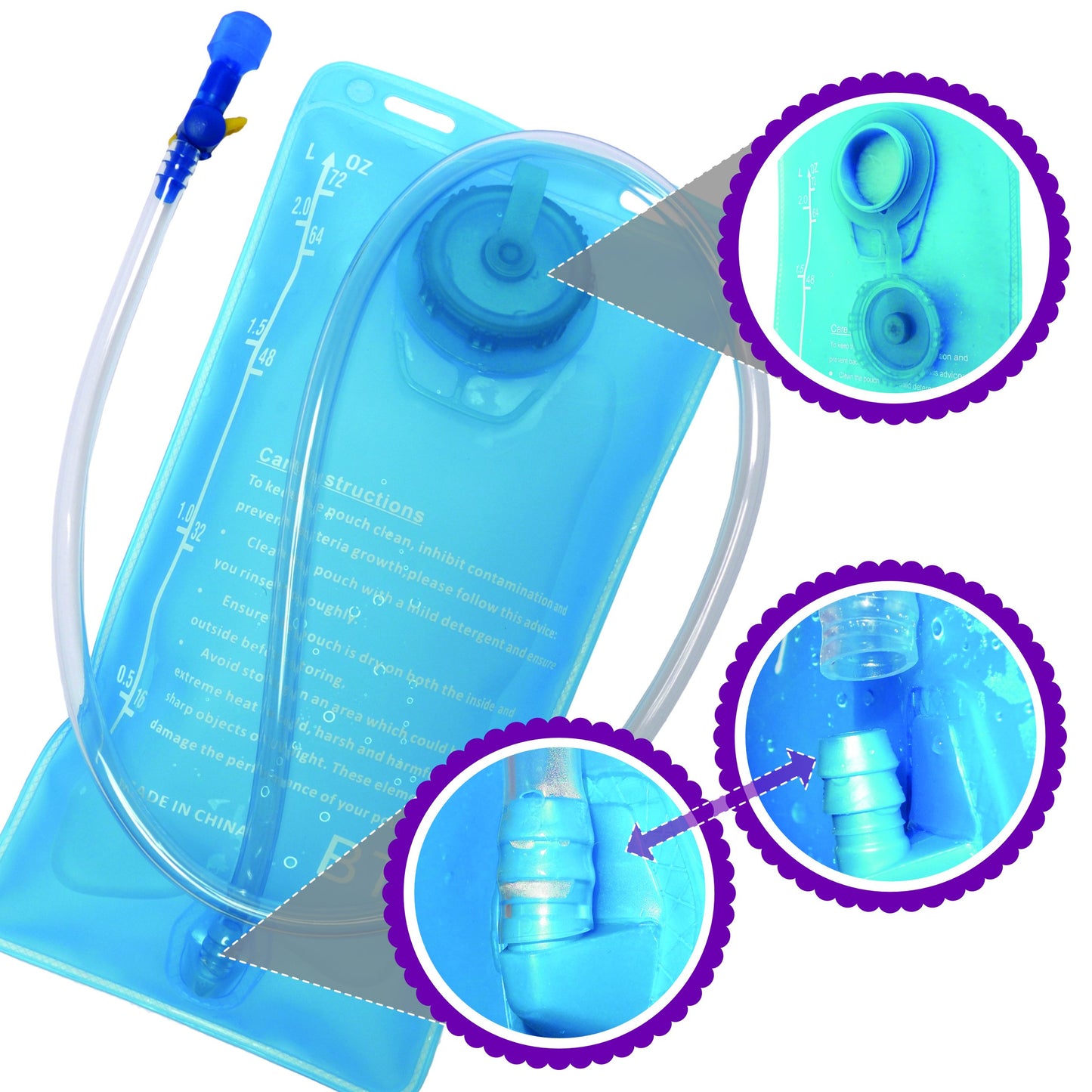 BTR 2L Hydration Bladder, BPA-Free Water Bag for Running, Cycling and Hiking