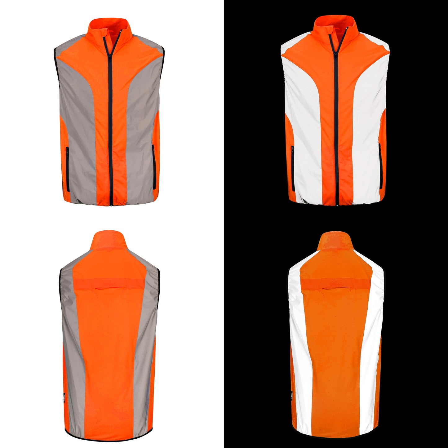 BTR mens orange hi vis gilet front and back views