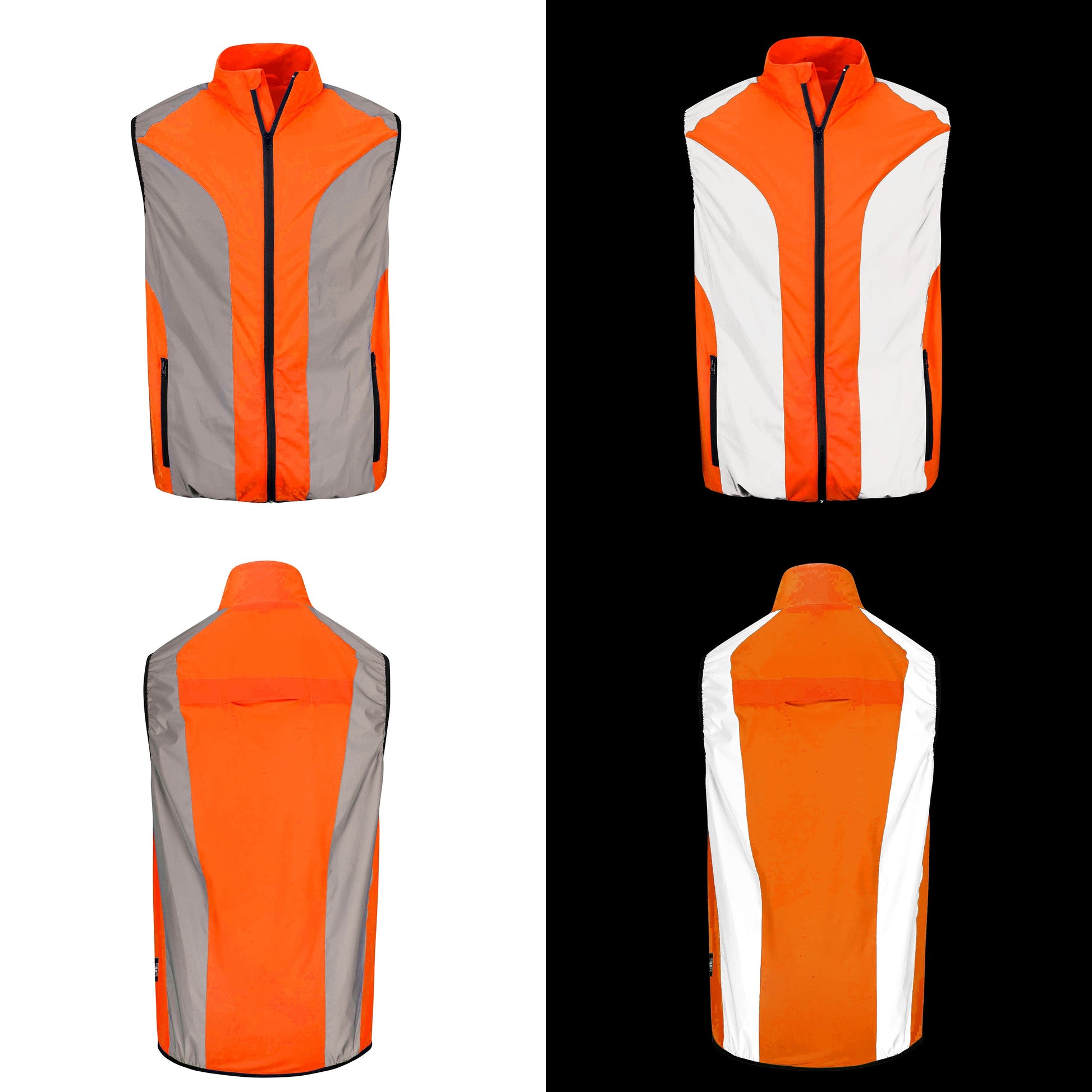 BTR mens orange hi vis gilet front and back views