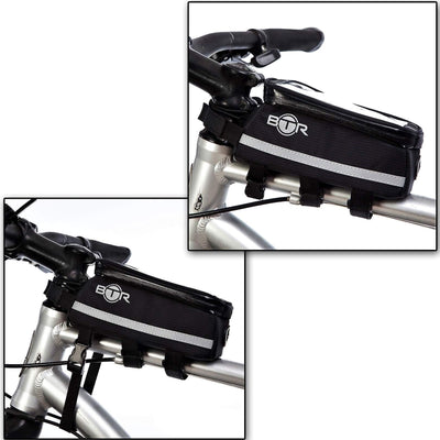 BTR Deluxe Bike Phone Bag with LED Bicycle Front & Rear Bike Lights