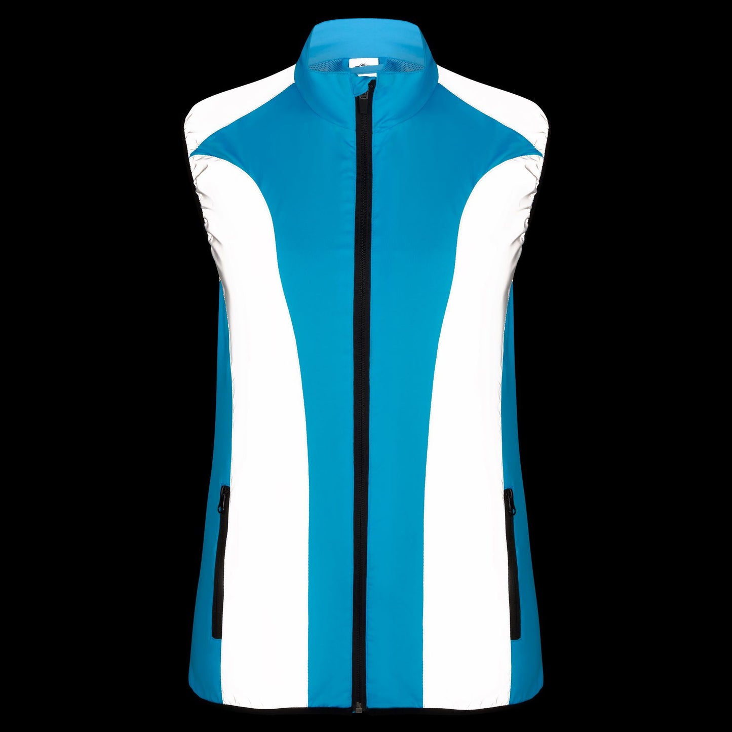 BTR womens blue reflective gilet front and back