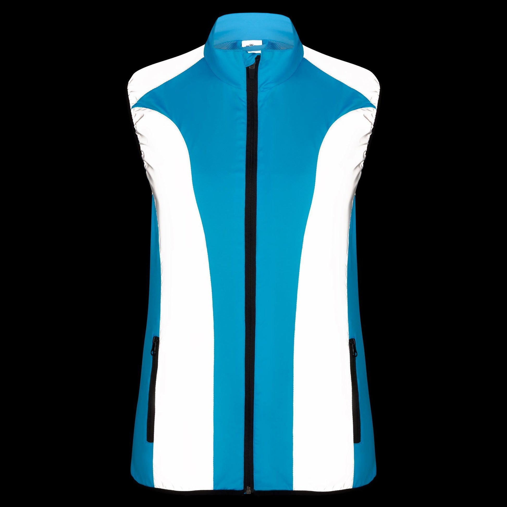 BTR womens blue reflective gilet front and back