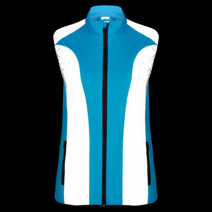 BTR womens blue reflective gilet front and back