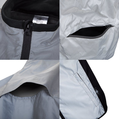 BTR Reflective Cycling & Running Gilet & Vest 3-P - 3 Pockets (2 Side & 1 Rear Pocket)