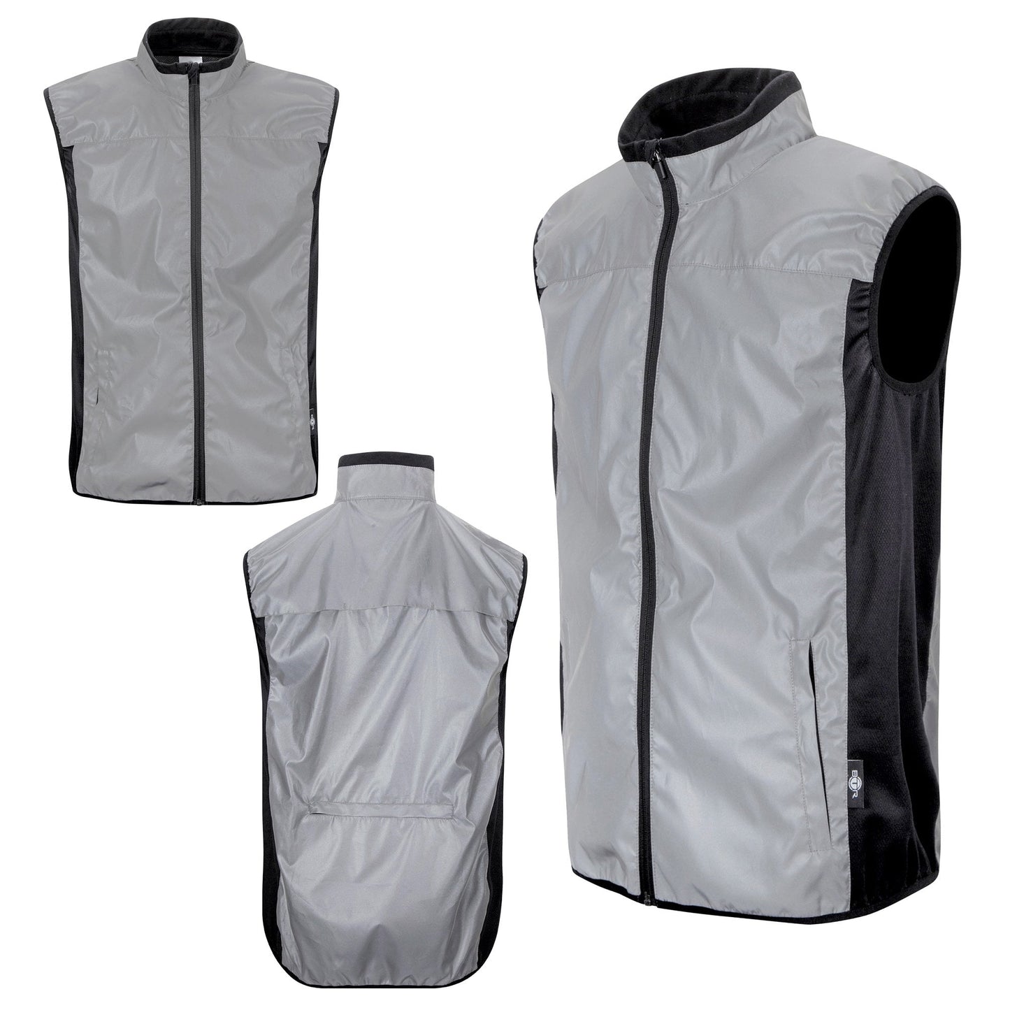 BTR Reflective Cycling & Running Gilet & Vest 3-P - 3 Pockets (2 Side & 1 Rear Pocket)
