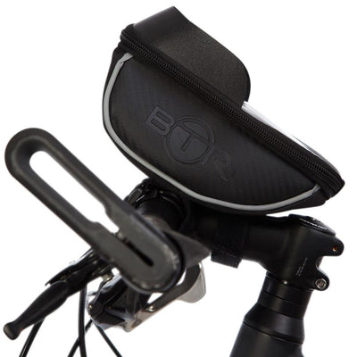 BTR Deluxe Bicycle Handlebar Bike Phone Bag with Built-in Sunvisor & 2 x LED Bicycle Lights