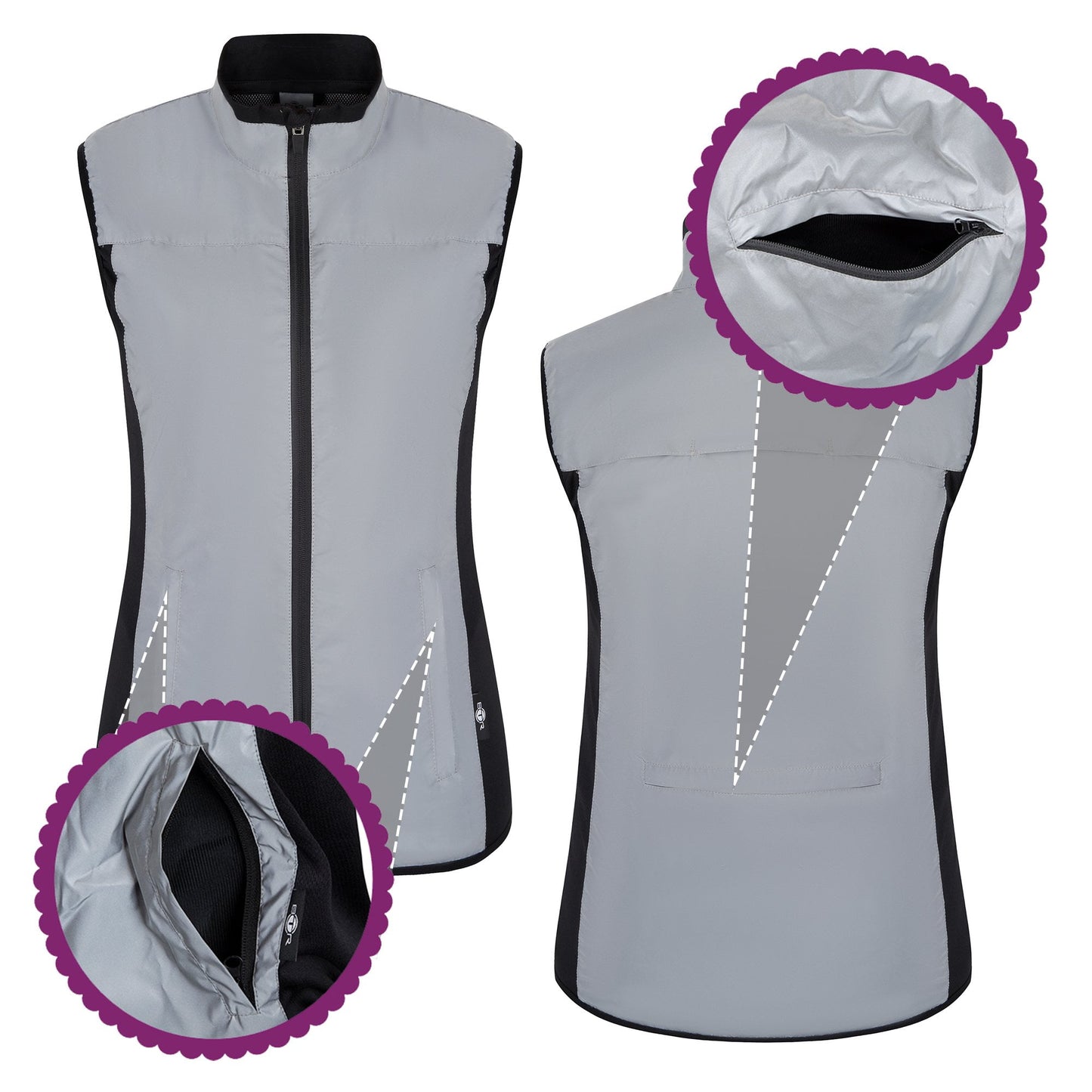 BTR Womens Reflective Cycling & Running High Vis Gilet, Vest