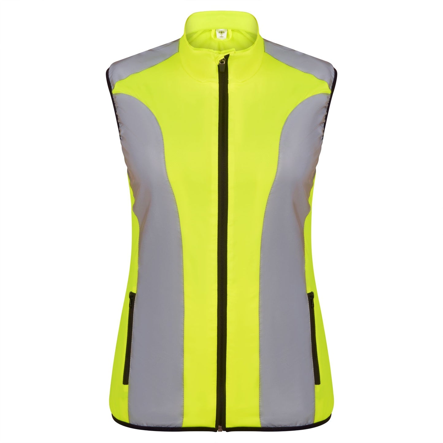 BTR womens yellow reflective gilet front view
