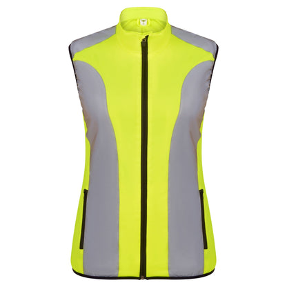 BTR womens yellow reflective gilet front view
