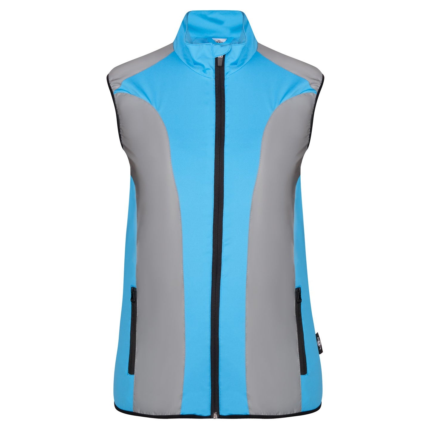 BTR womens blue reflective gilet front view