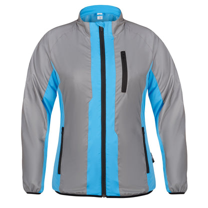 BTR womens blue jacket front with reflective panels