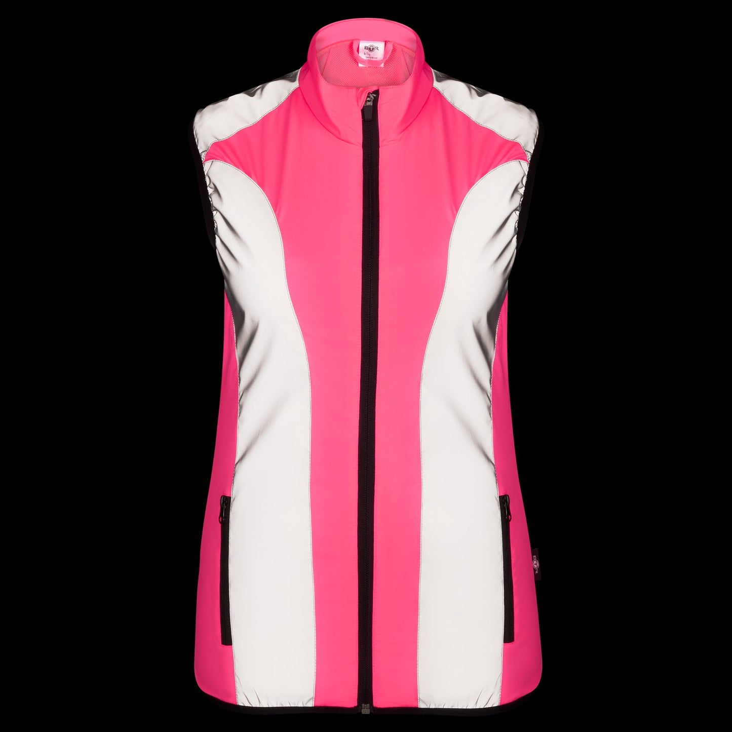 BTR womens pink hi vis gilet studio front view