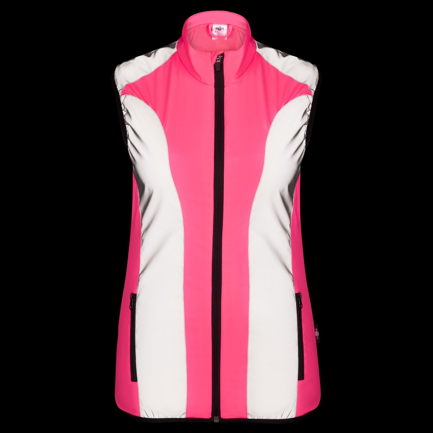 BTR womens pink hi vis gilet studio front view