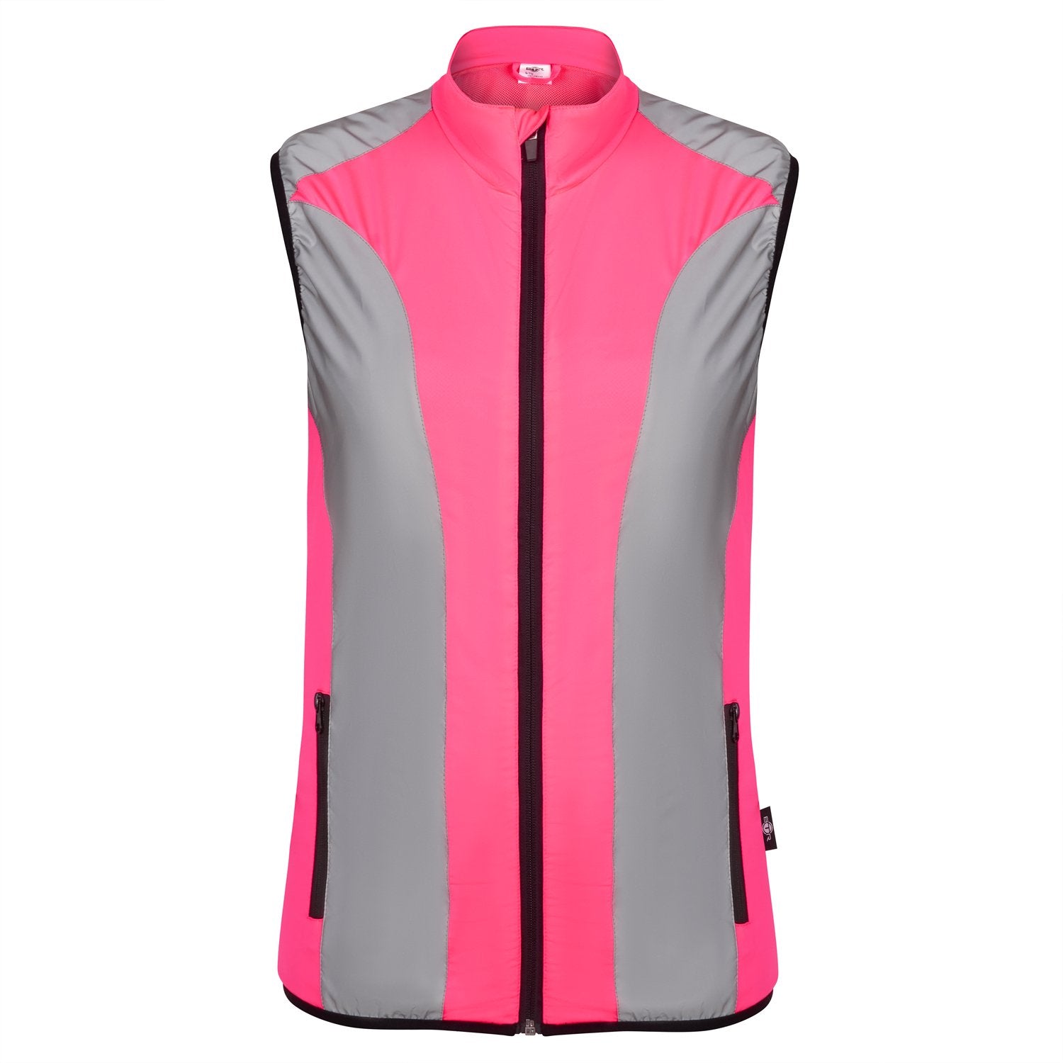 BTR womens pink reflective gilet front view