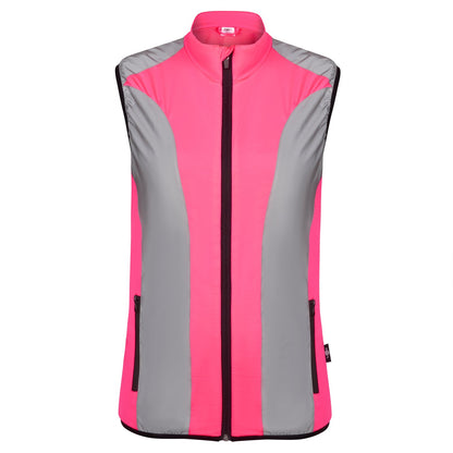 BTR womens pink reflective gilet front view