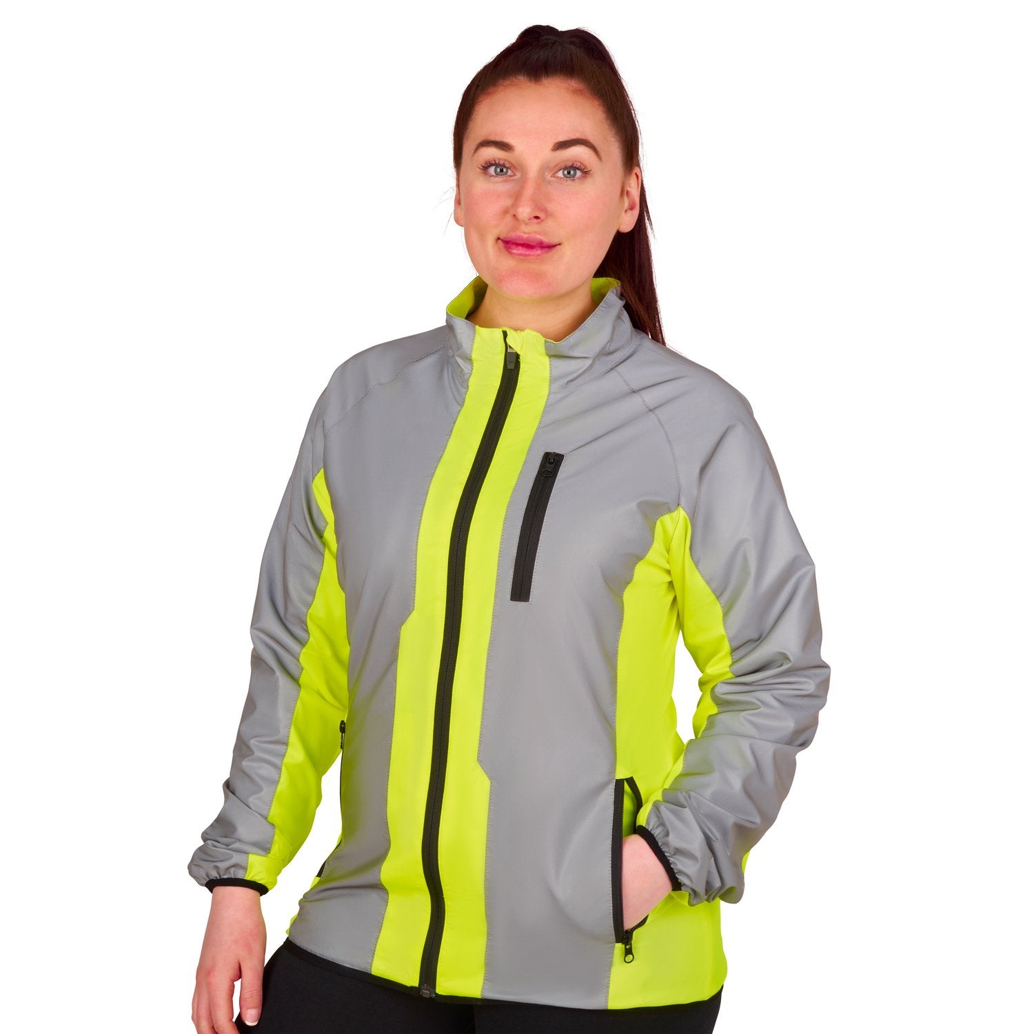 BTR Womens High Visibility Reflective Cycling Running Jacket