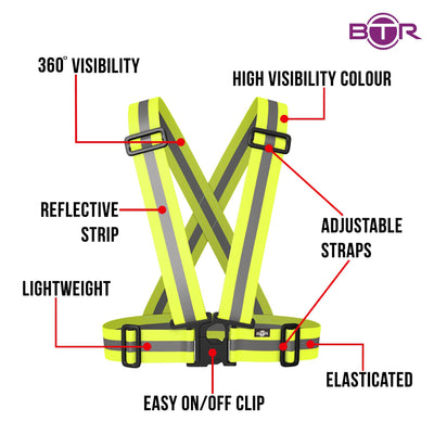 High Visibility Reflective Vest, Sash, for Running & Cycling
