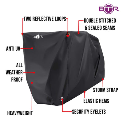 BTR Extra Large Heavy Duty Waterproof Bicycle Cover For 1 or 2 Bikes