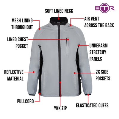 BTR Womens Reflective High Vis Cycling & Running Jacket (SECONDS)