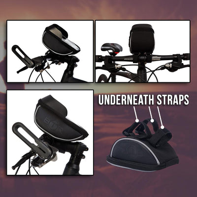 BTR Deluxe Bicycle Handlebar Bike Phone Bag with Built-in Sunvisor & 2 x LED Bicycle Lights