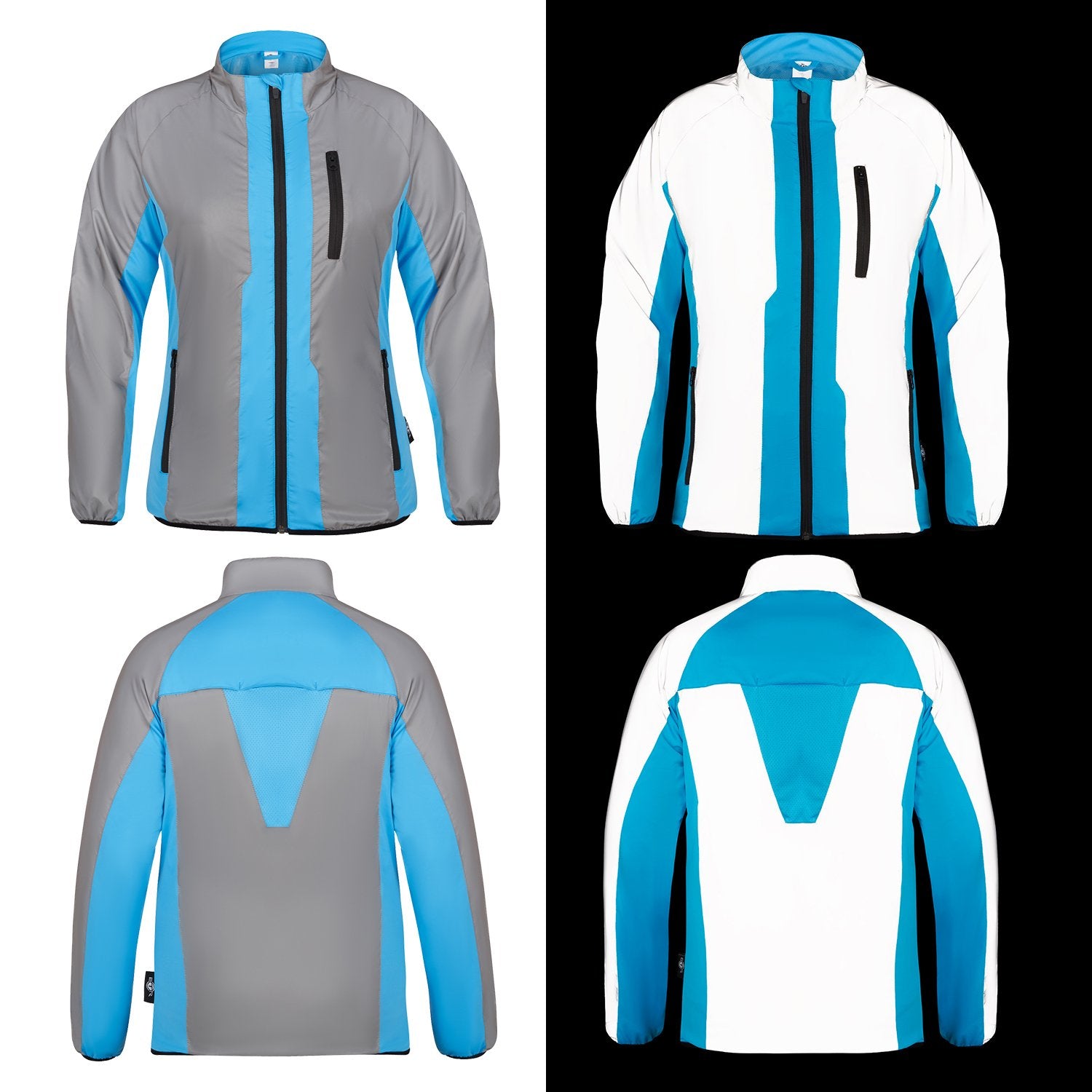 BTR womens blue jacket front and back views