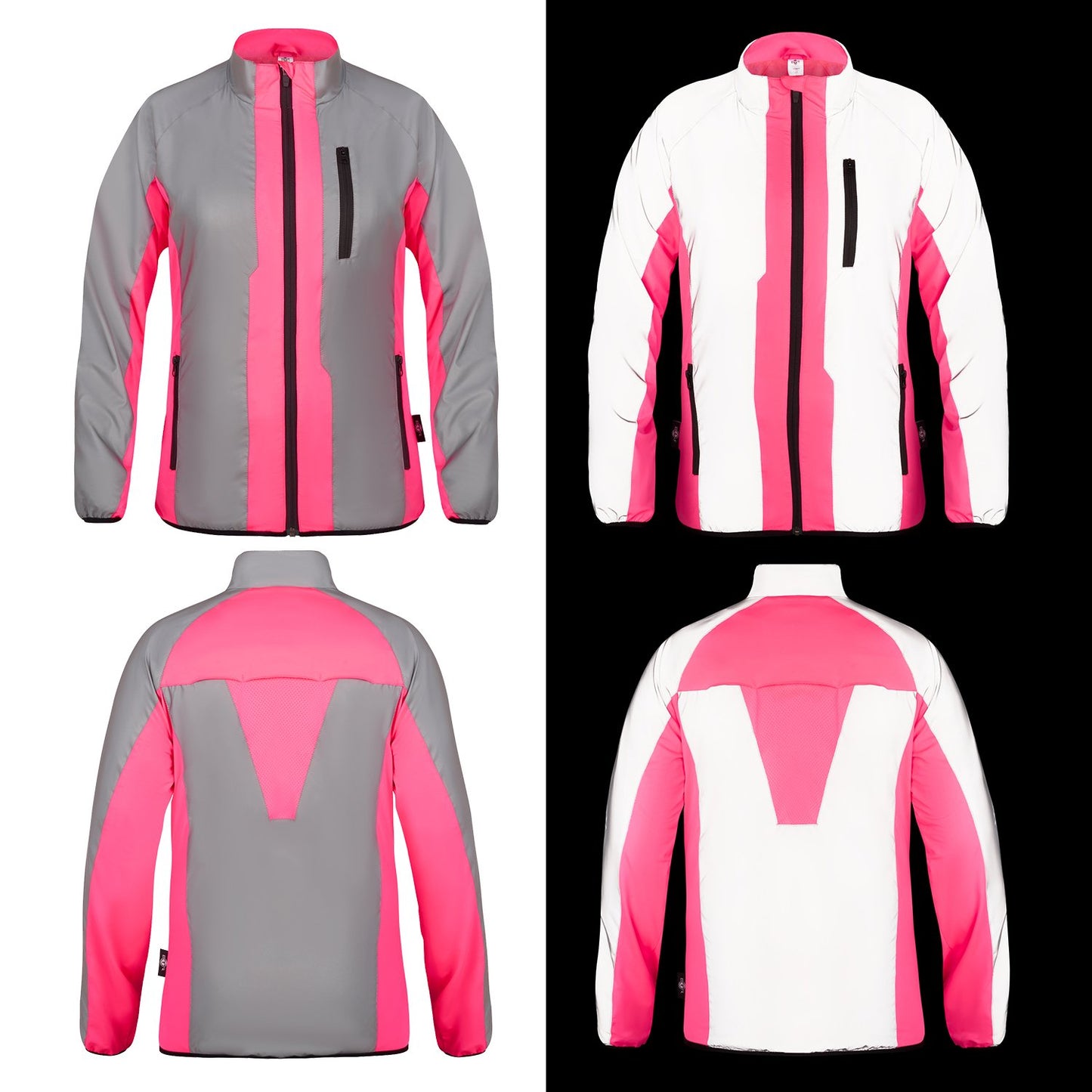 BTR womens pink jacket front and back views