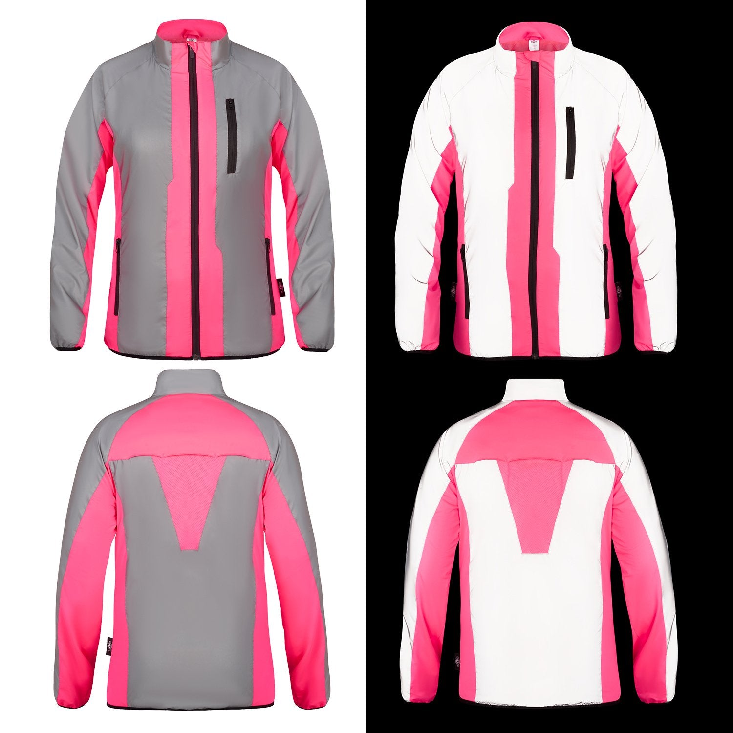 BTR womens pink jacket front and back views