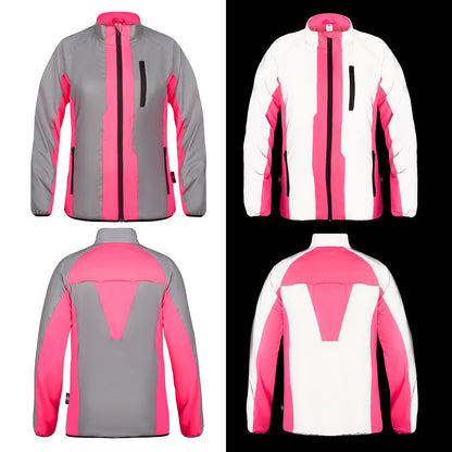 BTR womens pink jacket front and back views
