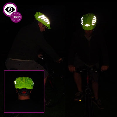 BTR Bike Reflective Helmlet Cover multi image night time shot
